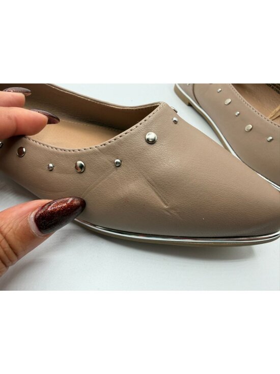 Rockport Tomatillo Ballet Flats Women Size 10W Tan Studded Pointed Toe Shoes - Picture 12 of 16